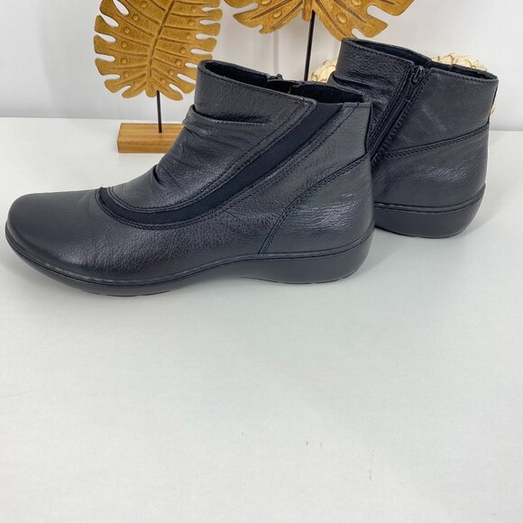 Clarks Cora Derby Leather ankle Black Ankle Boots SZ 10 - Picture 2 of 9